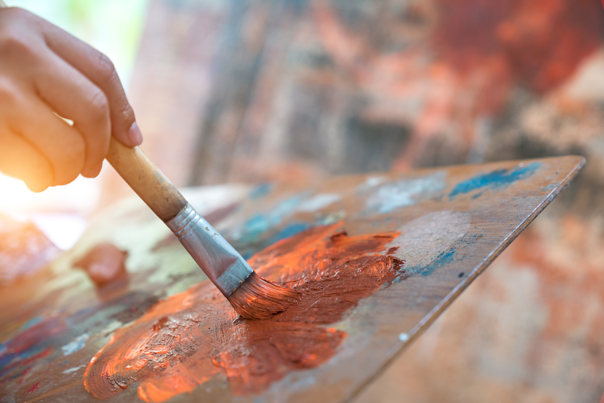 Closeup of brush and palette. Closeup of brush and palette.